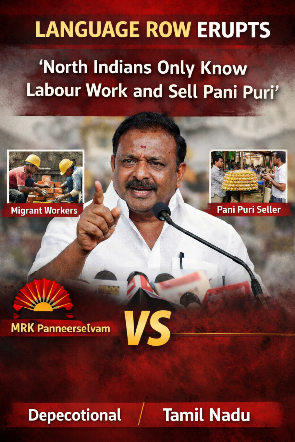 भाषा विवाद: उत्तर भारतीयों को लेकर तमिलनाडु के कृषि मंत्री का बयान, राजनीतिक हलचल तेज