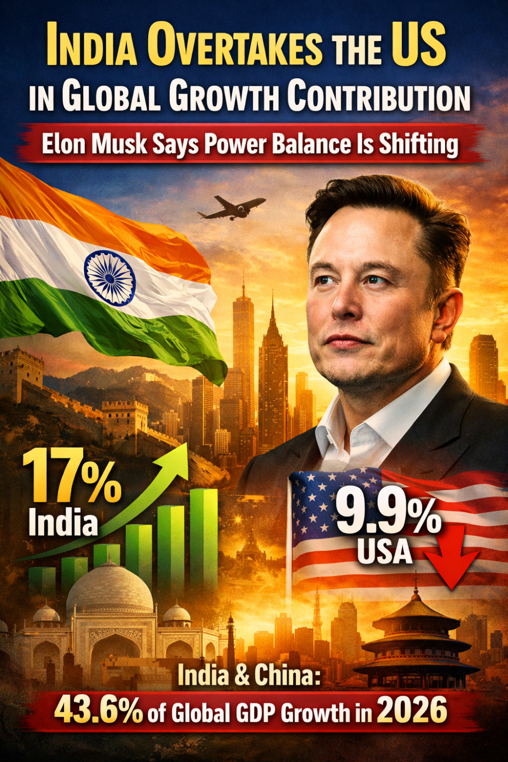 वैश्विक आर्थिक वृद्धि में भारत अमेरिका से आगे, एलन मस्क बोले— शक्ति संतुलन बदल रहा है