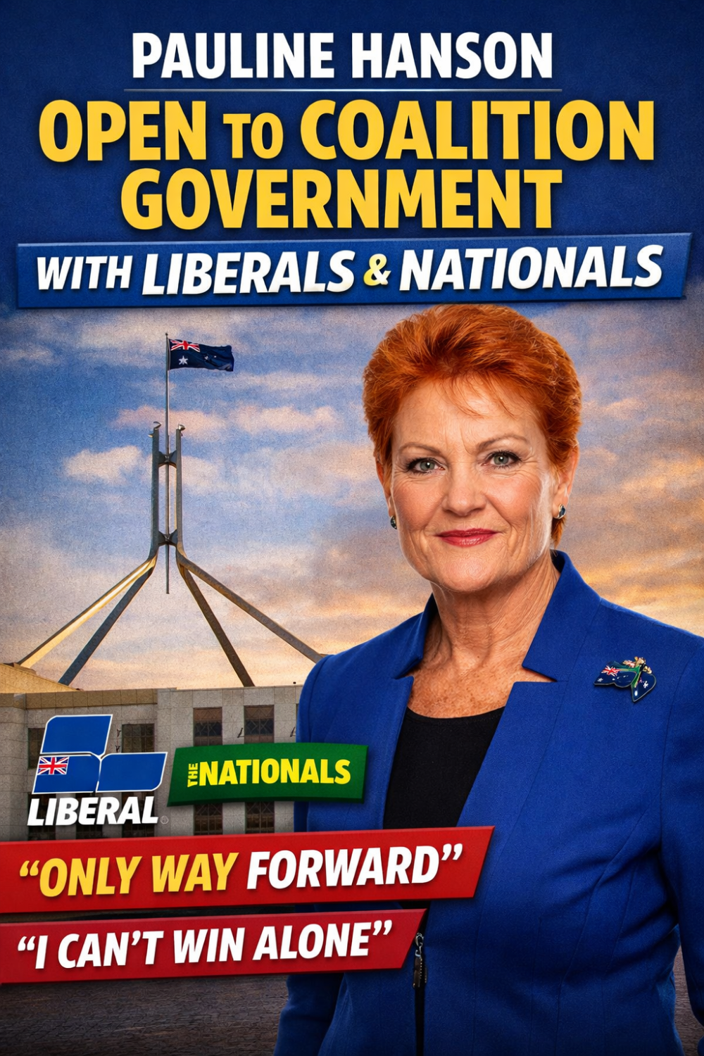 ऑस्ट्रेलिया की राजनीति में नया संकेत: पॉलिन हैनसन ने लिबरल–नेशनल गठबंधन के साथ सरकार बनाने की संभावना जताई
