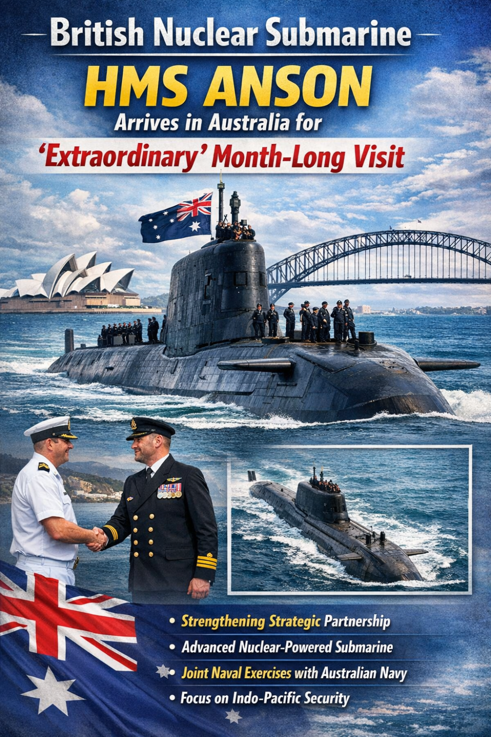 ऑस्ट्रेलिया पहुंची ब्रिटेन की परमाणु पनडुब्बी, एक महीने के ‘असाधारण’ दौरे पर