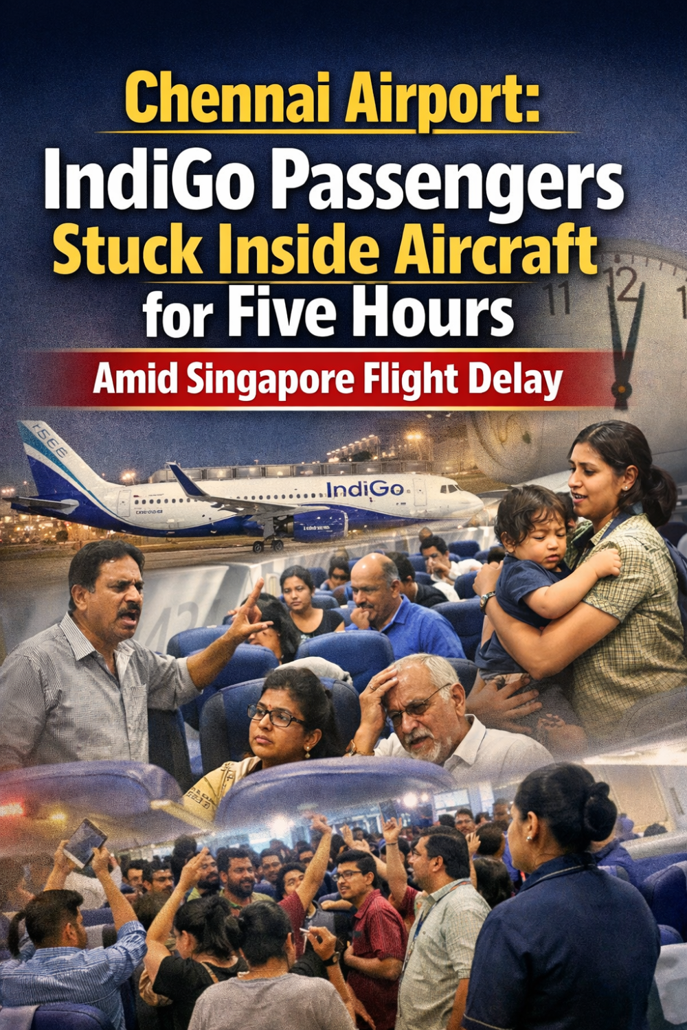 चेन्नई एयरपोर्ट पर इंडिगो विमान में पांच घंटे फंसे रहे यात्री, सिंगापुर जाने वाली उड़ान में भारी देरी
