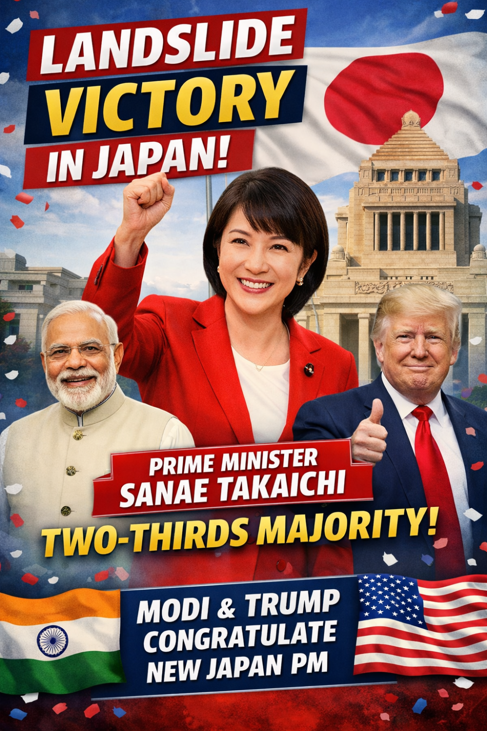 जापान में फिर ताकाइची सरकार, सत्तारूढ़ गठबंधन को दो-तिहाई बहुमत