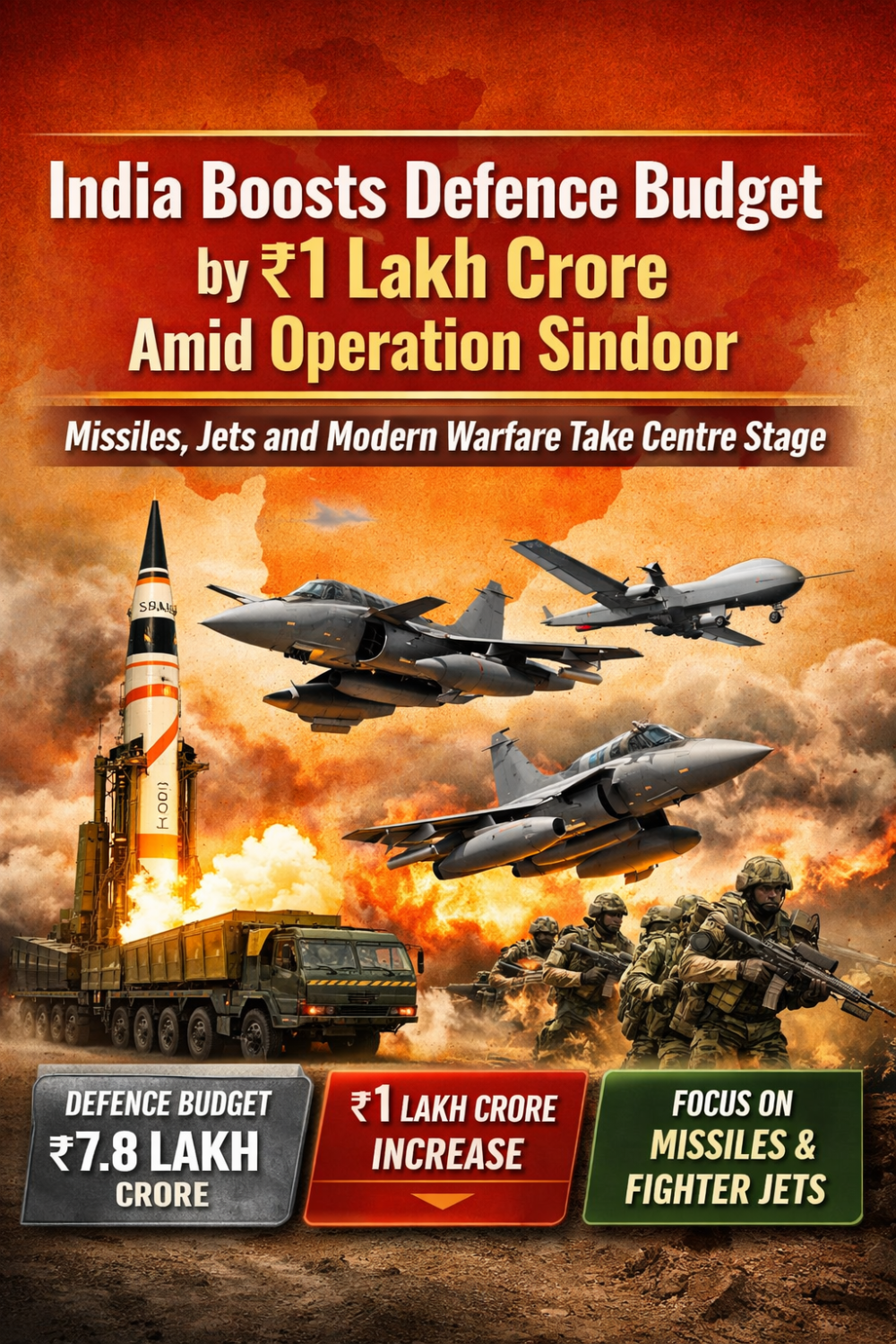 रक्षा बजट में रिकॉर्ड बढ़ोतरी, 2026-27 के लिए ₹7.8 लाख करोड़ आवंटित