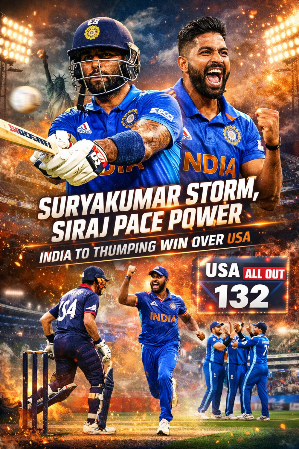 भारत ने USA को 29 रन से हराकर टी20 वर्ल्ड कप में किया धमाकेदार आगाज़