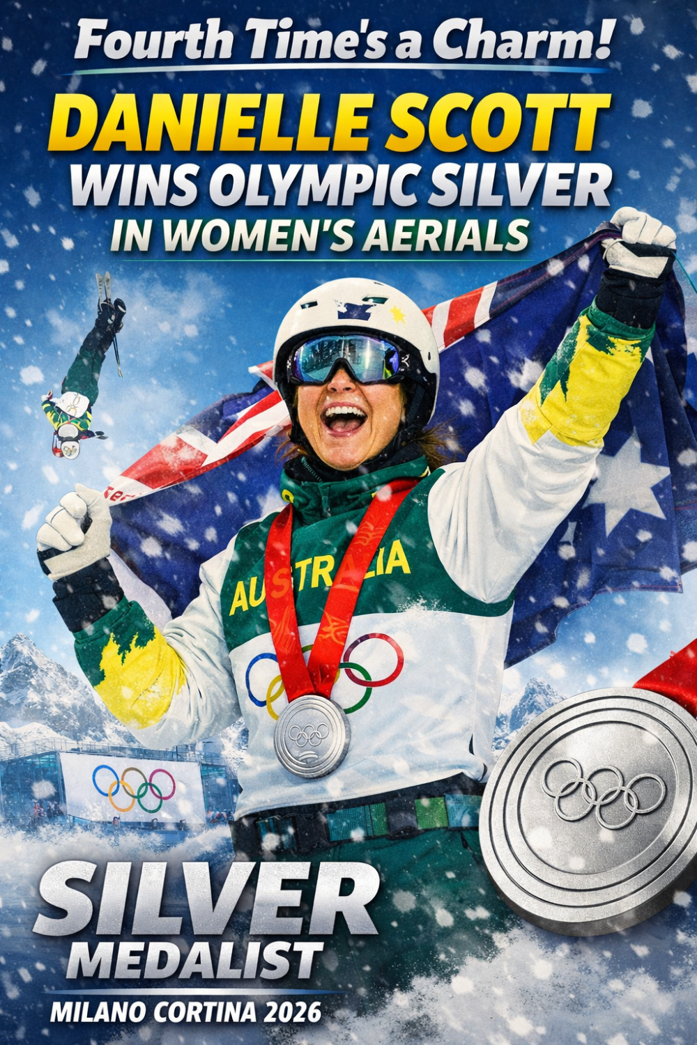 चौथे प्रयास में चमकीं डेनिएल स्कॉट, महिलाओं की एरियल्स में जीता ओलंपिक रजत पदक