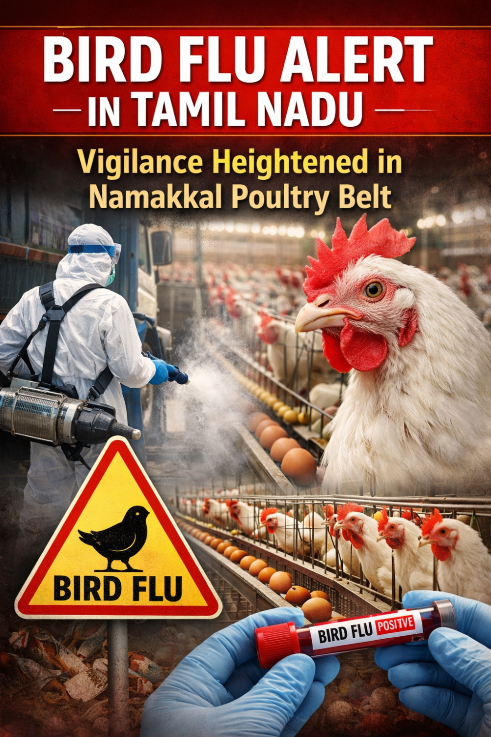 तमिलनाडु: देश के सबसे बड़े अंडा उत्पादन केंद्र नमक्कल में बर्ड फ्लू को लेकर सतर्कता बढ़ी, जैव-सुरक्षा उपाय सख्त