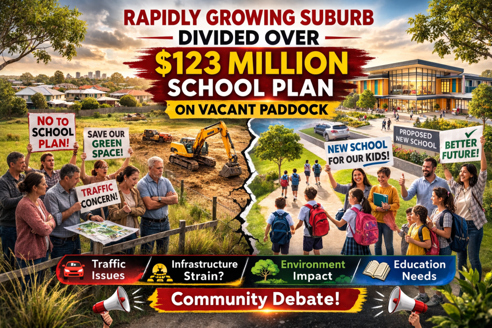 तेज़ी से बढ़ते उपनगर में 123 मिलियन डॉलर के स्कूल प्रोजेक्ट पर विवाद