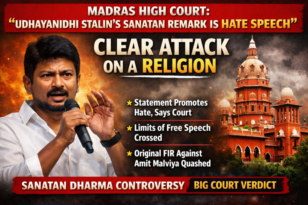 उदयनिधि स्टालिन के सनातन धर्म संबंधी बयान को मद्रास हाईकोर्ट ने बताया हेट स्पीच