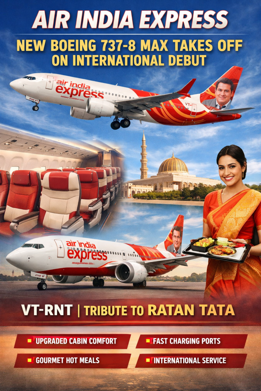एयर इंडिया एक्सप्रेस की अंतरराष्ट्रीय उड़ानों में नया ठाठ-बाट