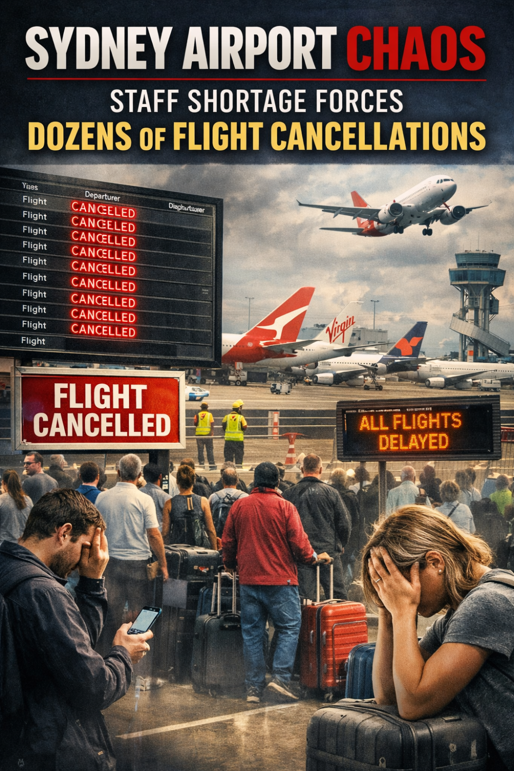 सिडनी हवाई अड्डे पर अव्यवस्था, स्टाफ की कमी से दर्जनों उड़ानें रद्द