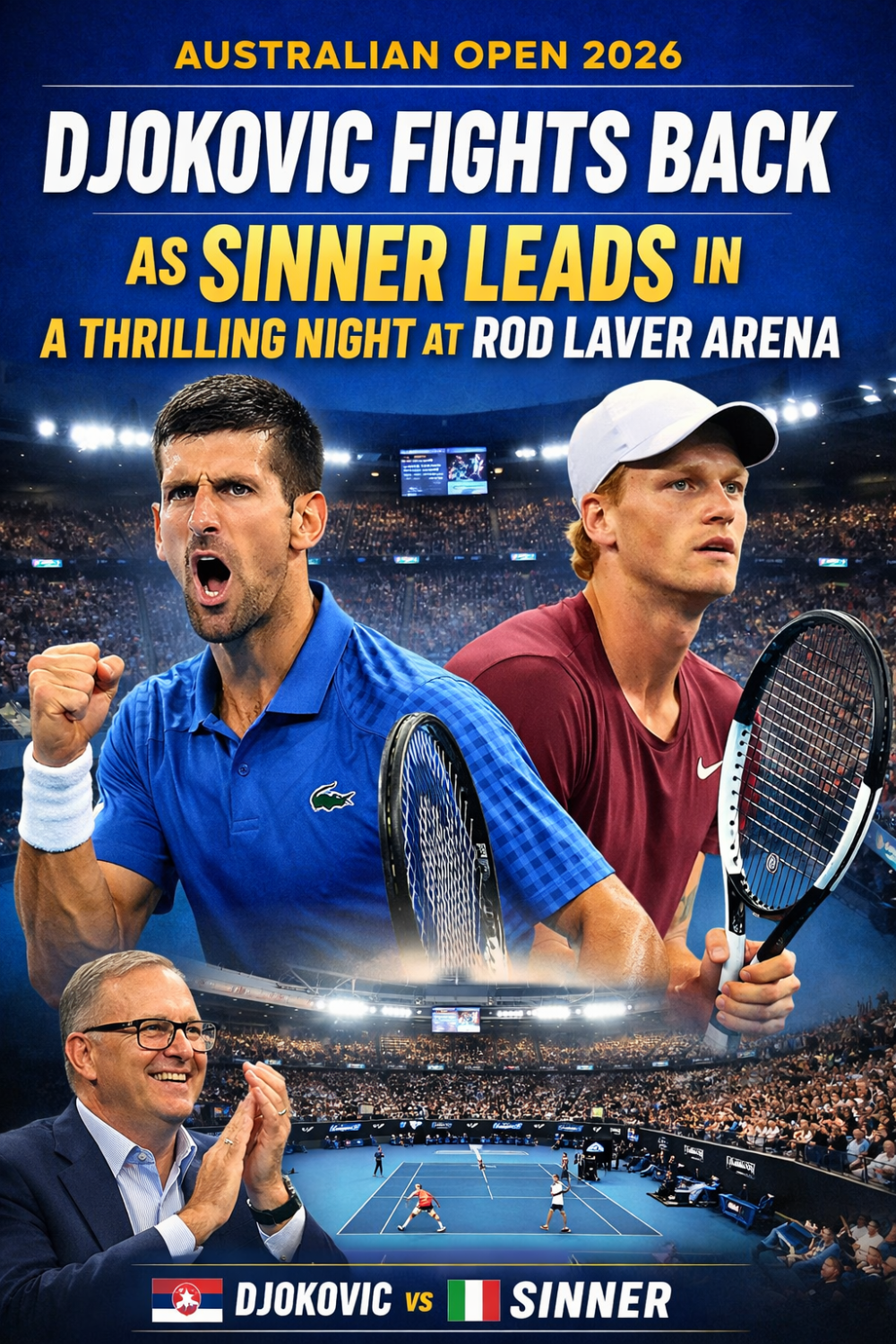 ऑस्ट्रेलियन ओपन 2026: रॉड लेवर एरीना में रोमांच चरम पर, निर्णायक मोड़ की ओर मुकाबला