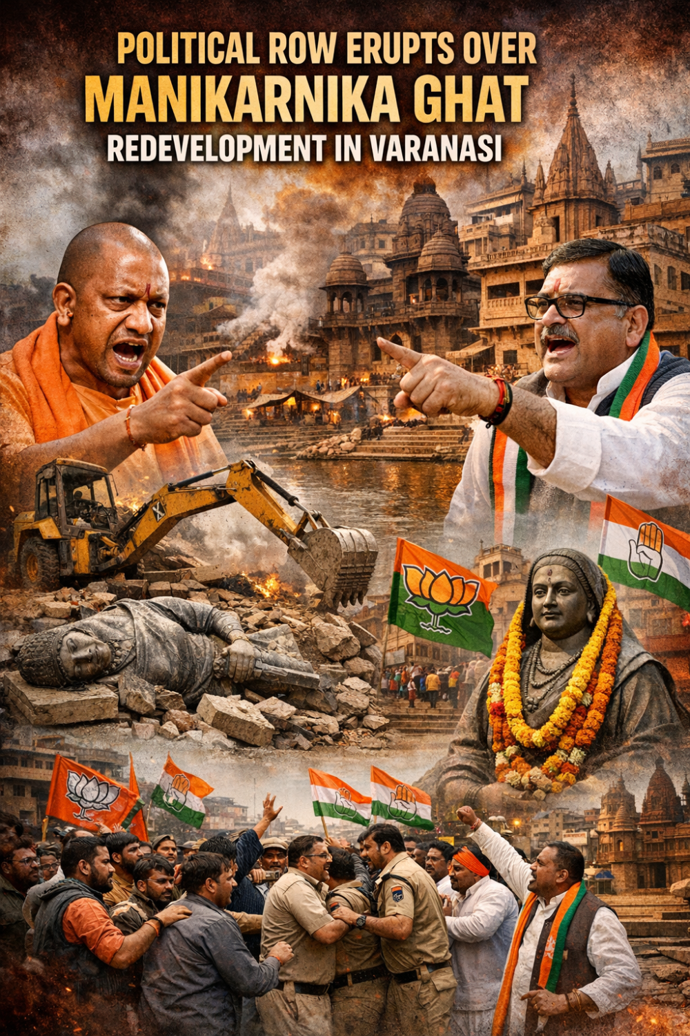 मणिकर्णिका घाट पुनर्विकास पर सियासी संग्राम, सीएम योगी और अजय राय आमने-सामने