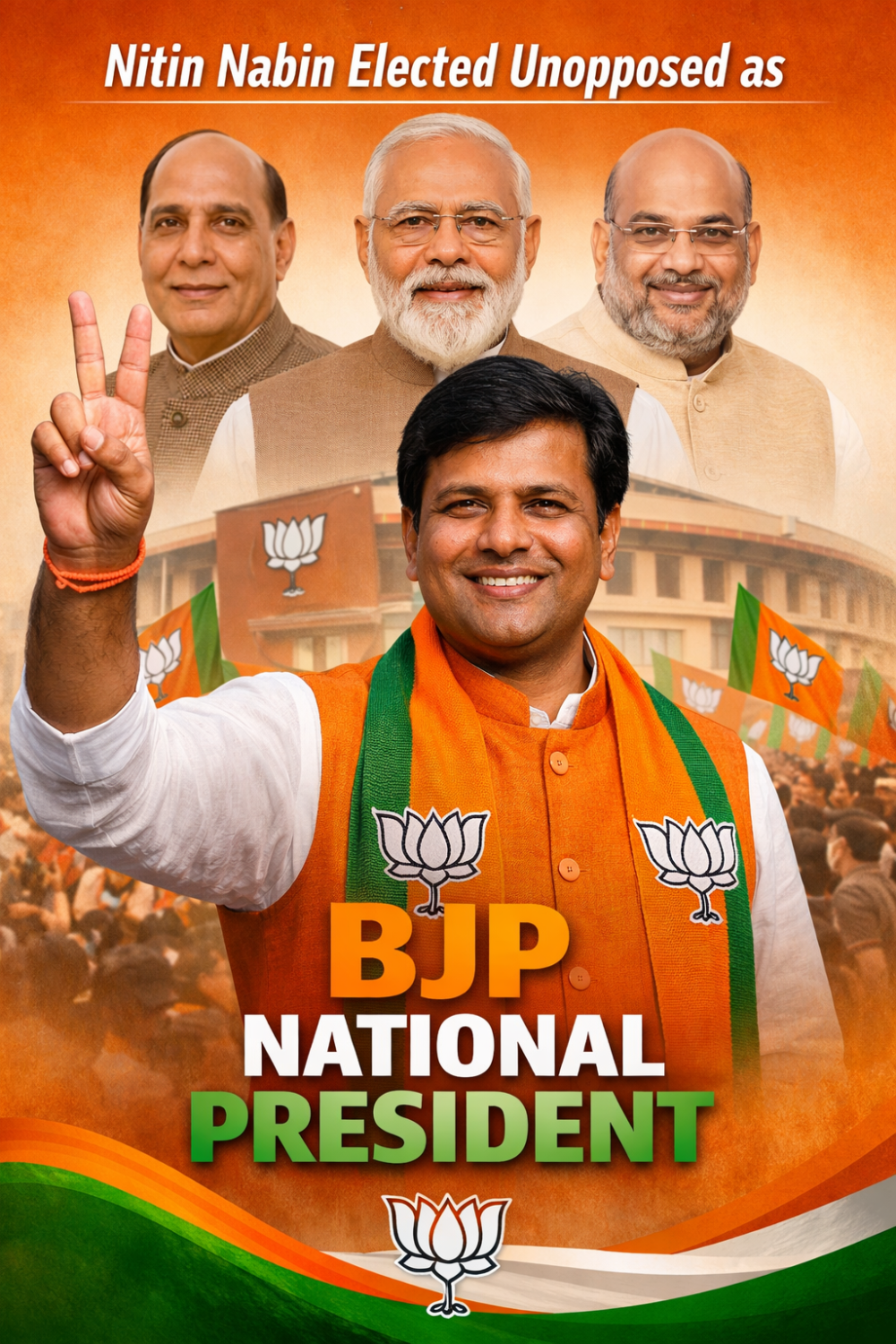 निर्विरोध चुने गए नितिन नबीन, बने भाजपा के नए राष्ट्रीय अध्यक्ष