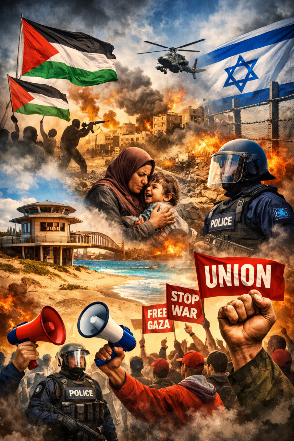 गाज़ा संघर्ष पर यूनियनों में तीखा मतभेद, 11 जनवरी को बॉन्डी के बाद पहले बड़े विरोध प्रदर्शन की तैयारी