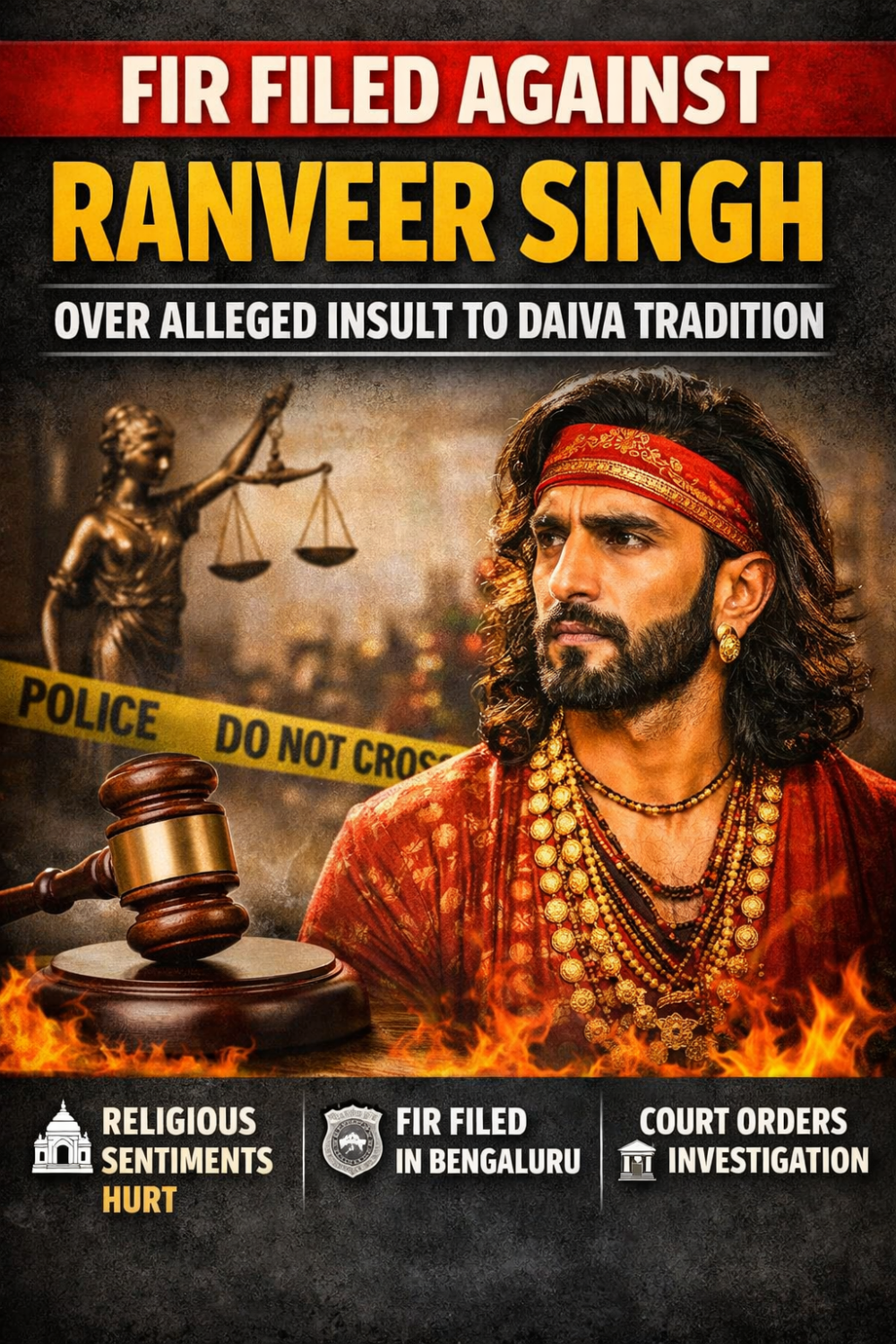 दैव परंपरा के अपमान का आरोप: रणवीर सिंह के खिलाफ दर्ज हुई एफआईआर, पुलिस ने भेजा नोटि