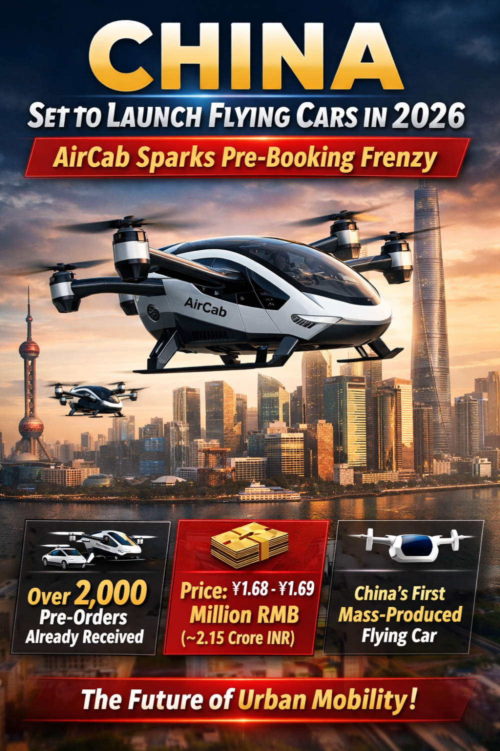 चीन में इसी साल शुरू हो सकती है उड़ने वाली कारों की बिक्री, AirCab को लेकर बढ़ा उत्साह