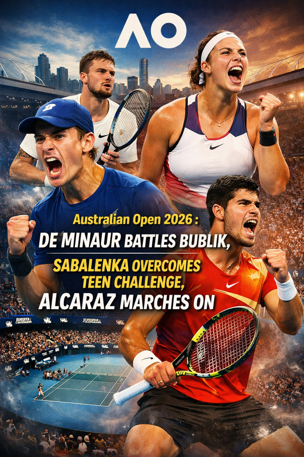 ऑस्ट्रेलियन ओपन 2026: डी मिनौर–बुब्लिक की टक्कर, सबालेंका की चुनौती, अल्काराज खिताब के और करीब