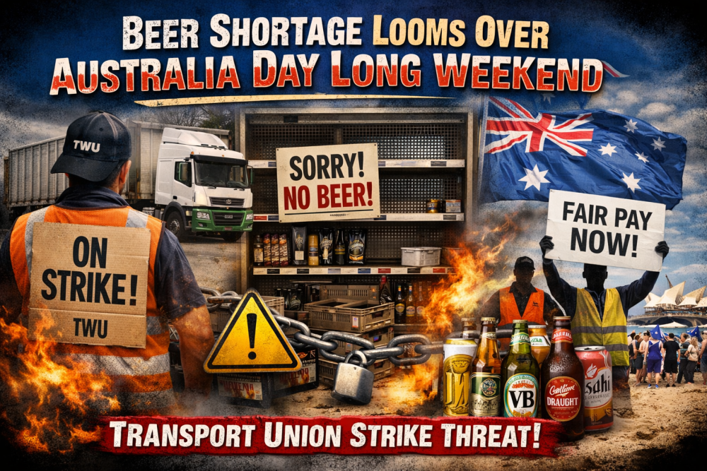 ऑस्ट्रेलिया डे लंबे वीकेंड पर बीयर की किल्लत का खतरा, परिवहन यूनियन ने हड़ताल की चेतावनी दी