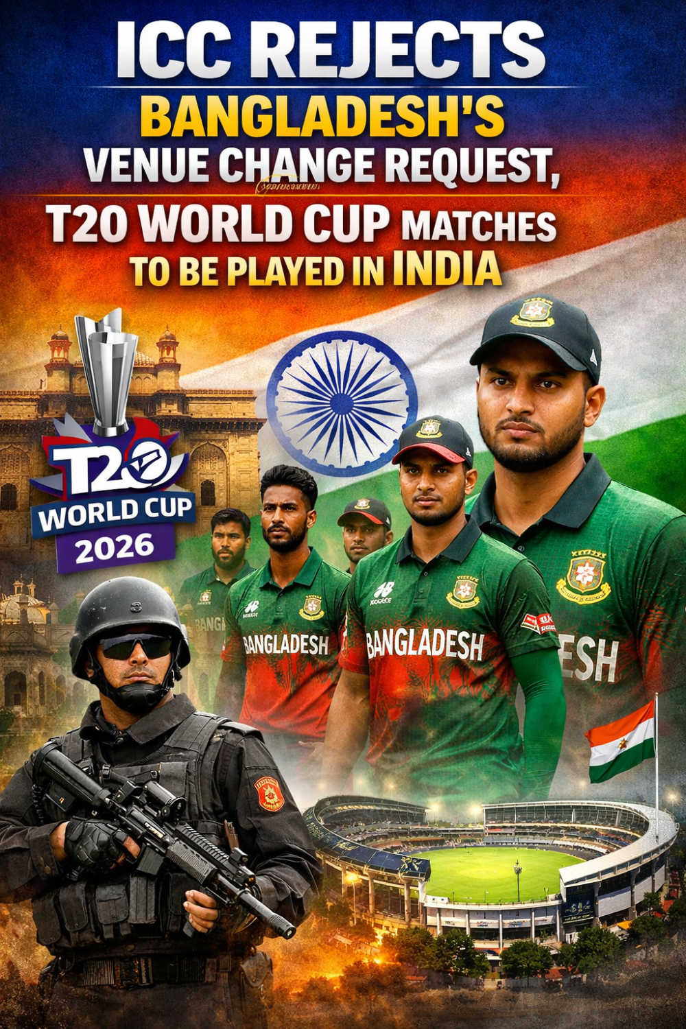 ICC का दो टूक: बांग्लादेश भारत में ही खेलेगा T20 वर्ल्ड कप, वेन्यू बदलने से इनकार