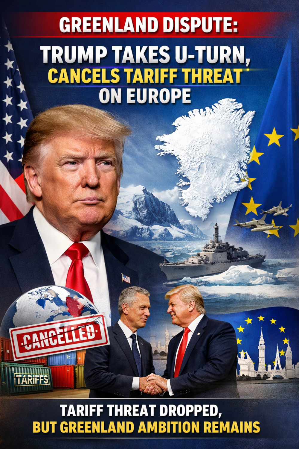 ग्रीनलैंड मुद्दे पर ट्रंप का यू-टर्न, यूरोप पर टैरिफ लगाने का फैसला वापस