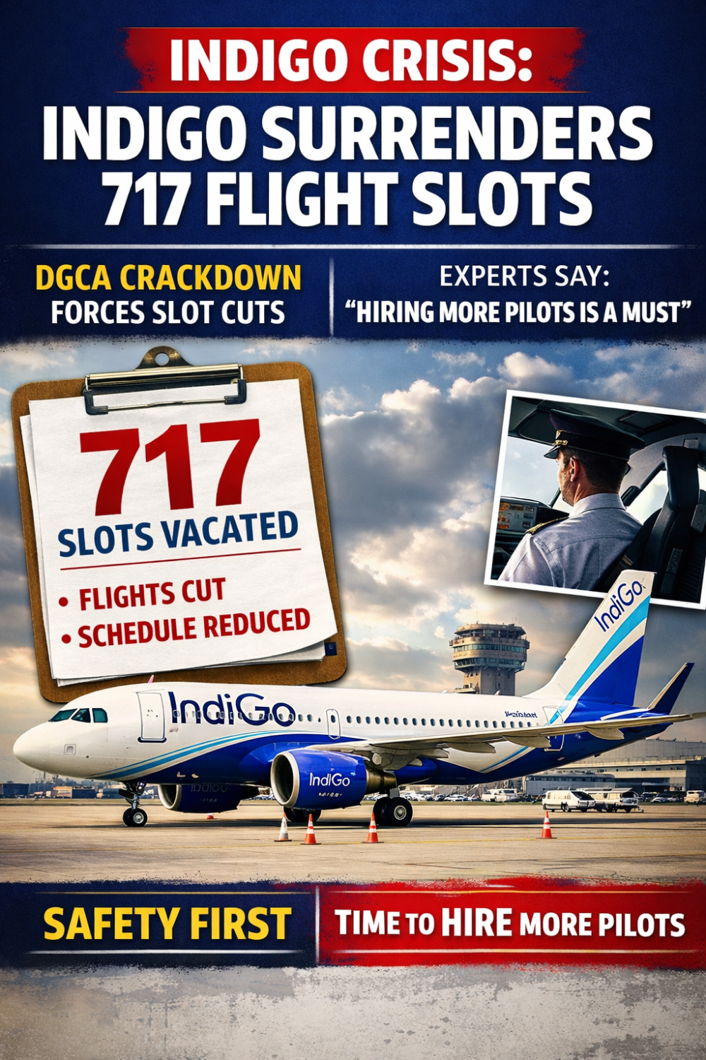 डीजीसीए की सख्ती के बाद इंडिगो ने छोड़े 717 उड़ान स्लॉट
