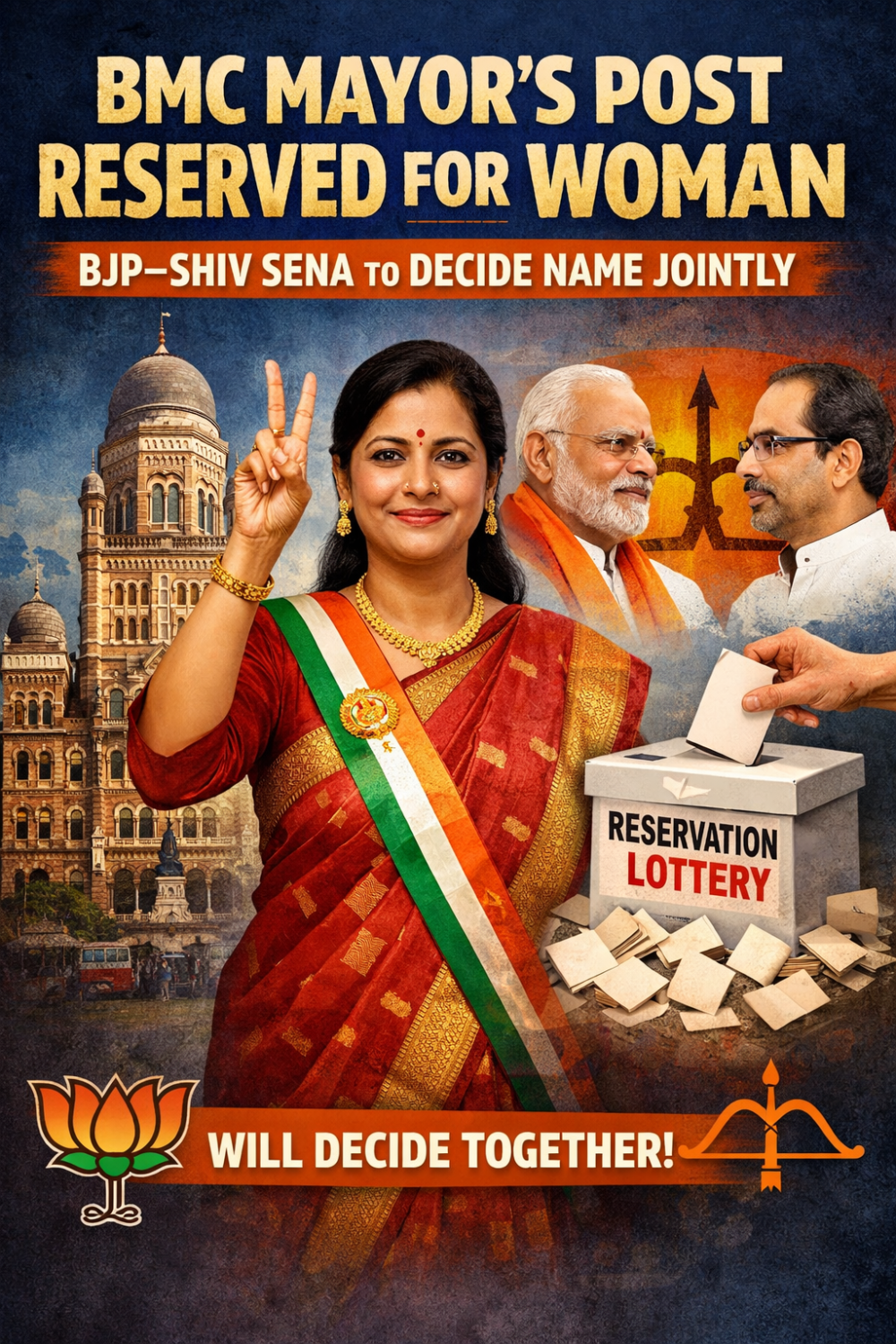 बीएमसी मेयर पद महिला के लिए आरक्षित, भाजपा–शिवसेना मिलकर तय करेंगी नाम