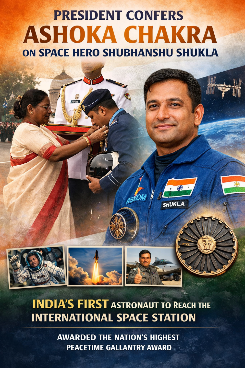 अंतरिक्ष में भारत का परचम लहराने वाले शुभांशु शुक्ला को अशोक चक्र से सम्मान