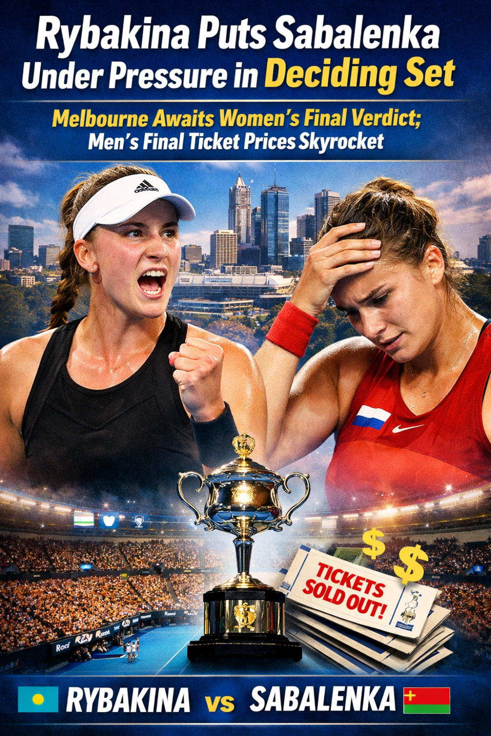 सबालेंका दबाव में, निर्णायक सेट में राइबाकिना का पलड़ा भारी