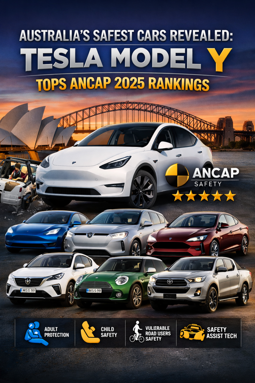 ऑस्ट्रेलिया की सबसे सुरक्षित कारें घोषित, टेस्ला मॉडल Y बनी नंबर-1