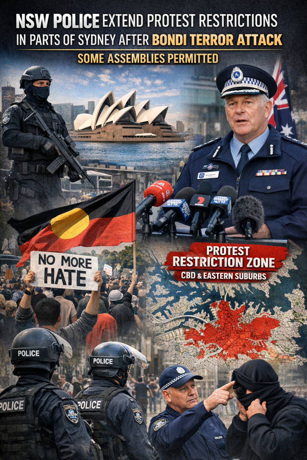 बॉन्डी आतंकी हमले के बाद सिडनी में प्रदर्शन प्रतिबंध बढ़ा, कुछ सभाओं को मिली अनुमति