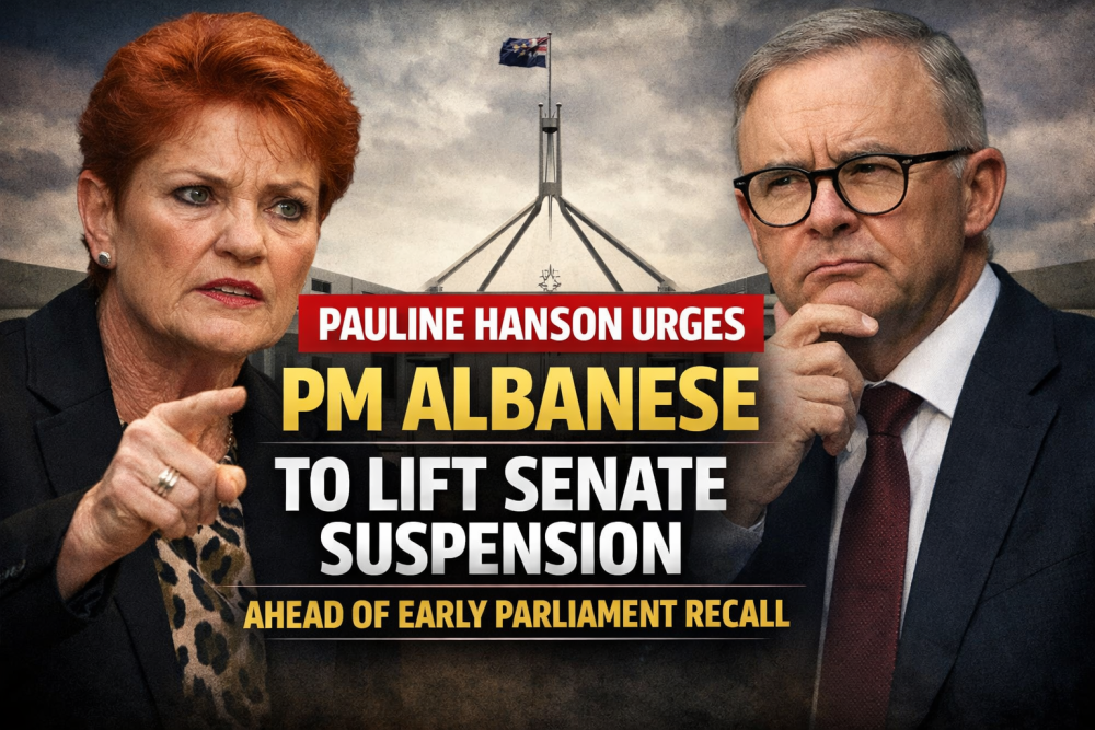 सीनेट निलंबन हटाने की मांग: पॉलिन हैंसन ने प्रधानमंत्री अल्बानीज़ को लिखा पत्र