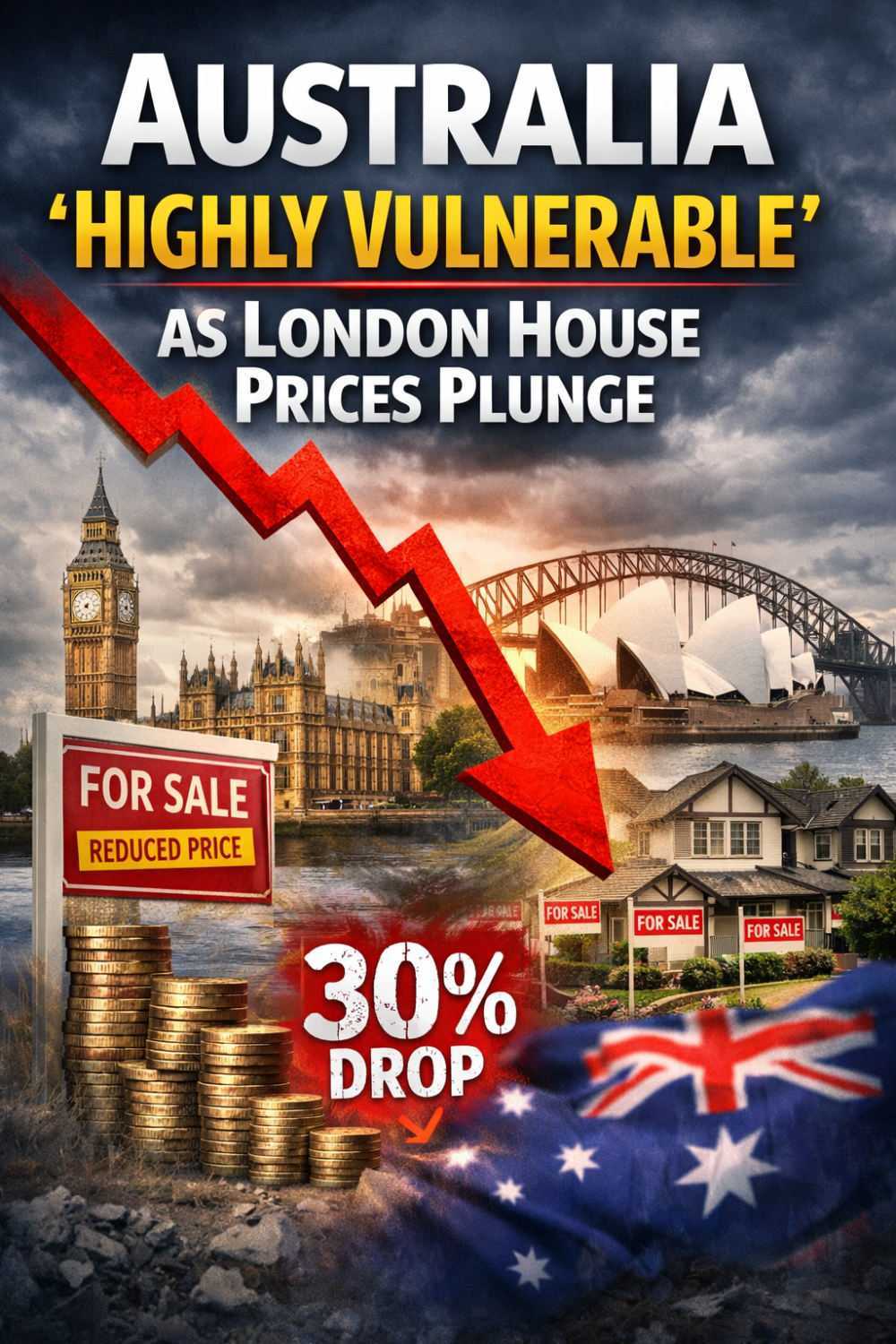 लंदन में मकानों की कीमतों में भारी गिरावट, ऑस्ट्रेलिया पर भी मंडराया संकट