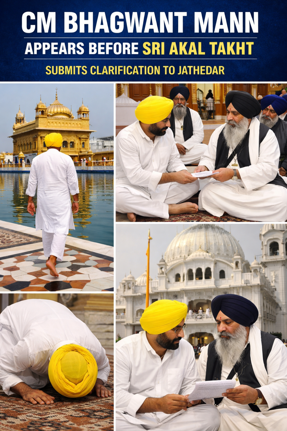 सीएम भगवंत मान श्री अकाल तख्त साहिब में पेश, जत्थेदार को दिया स्पष्टीकरण