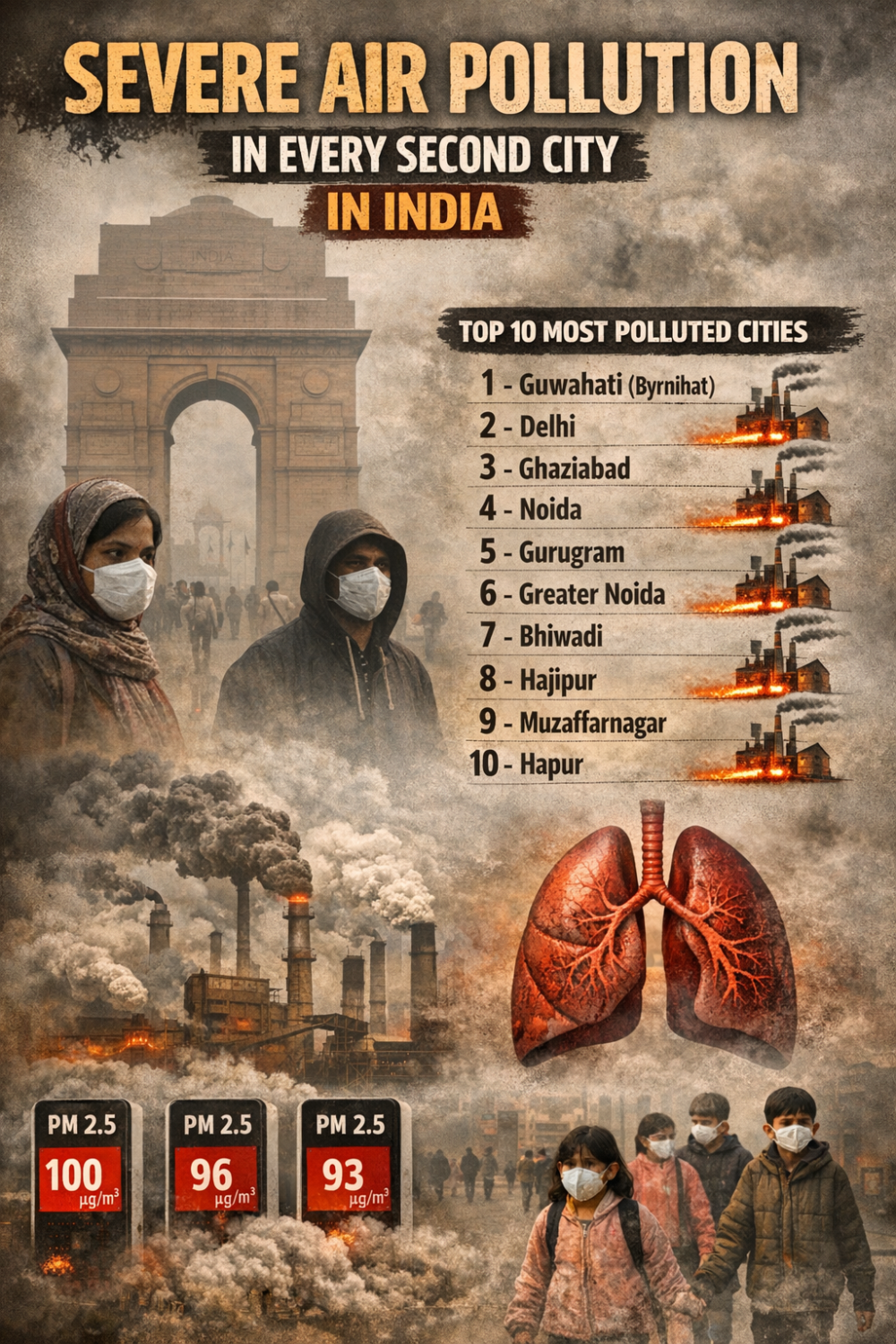 देश के हर दूसरे शहर की हवा ज़हरीली, शीर्ष 10 में NCR के सात शहर