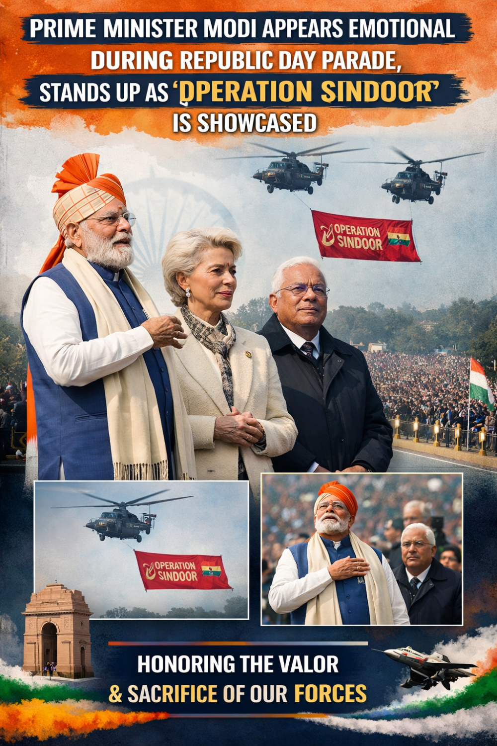 गणतंत्र दिवस परेड में भावुक दिखे प्रधानमंत्री मोदी, ऑपरेशन ‘सिंदूर’ के प्रदर्शन पर आसन छोड़कर खड़े हुए