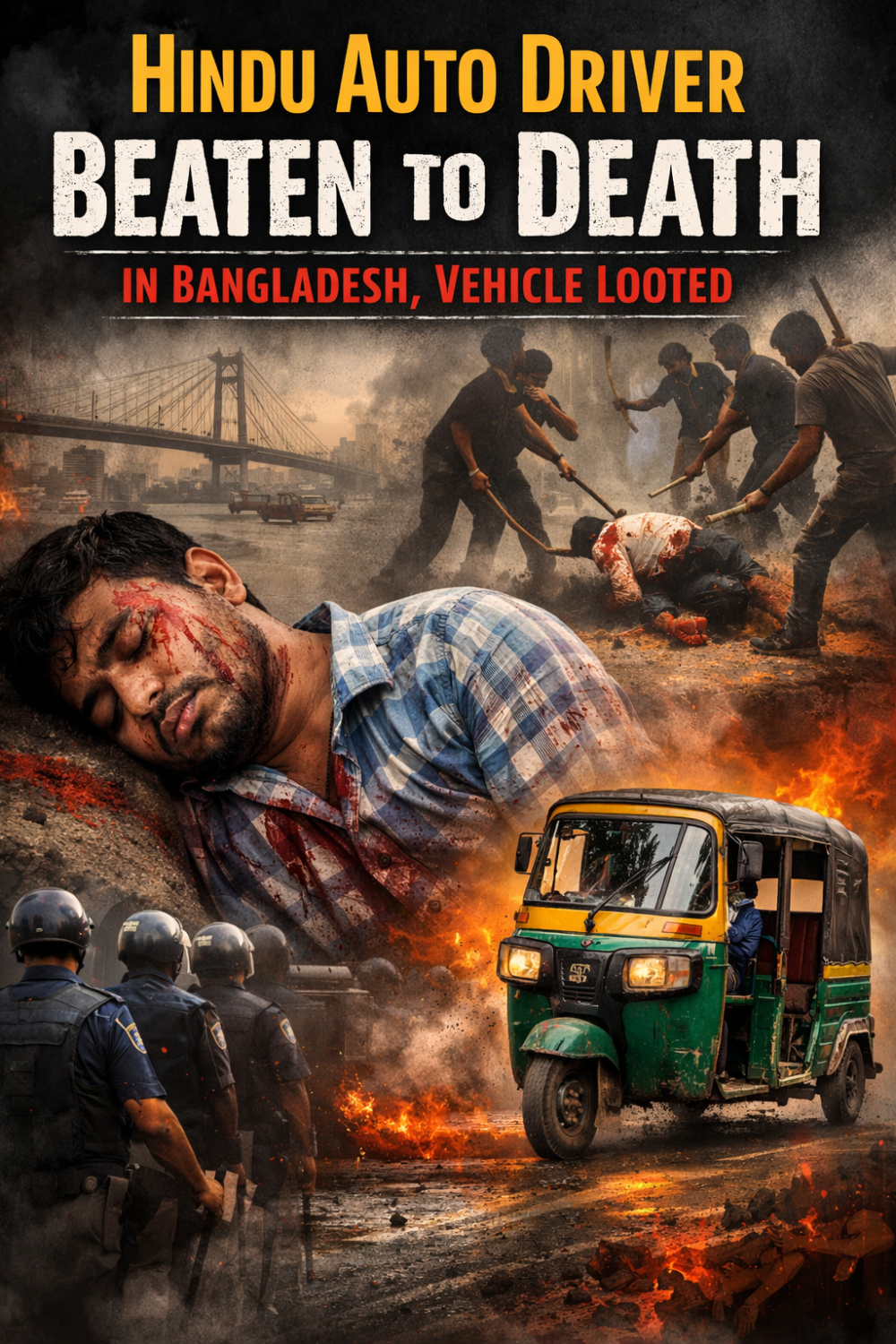 बांग्लादेश में हिंदू ऑटो चालक की पीट-पीटकर हत्या, वाहन लूटकर फरार हुए आरोपी