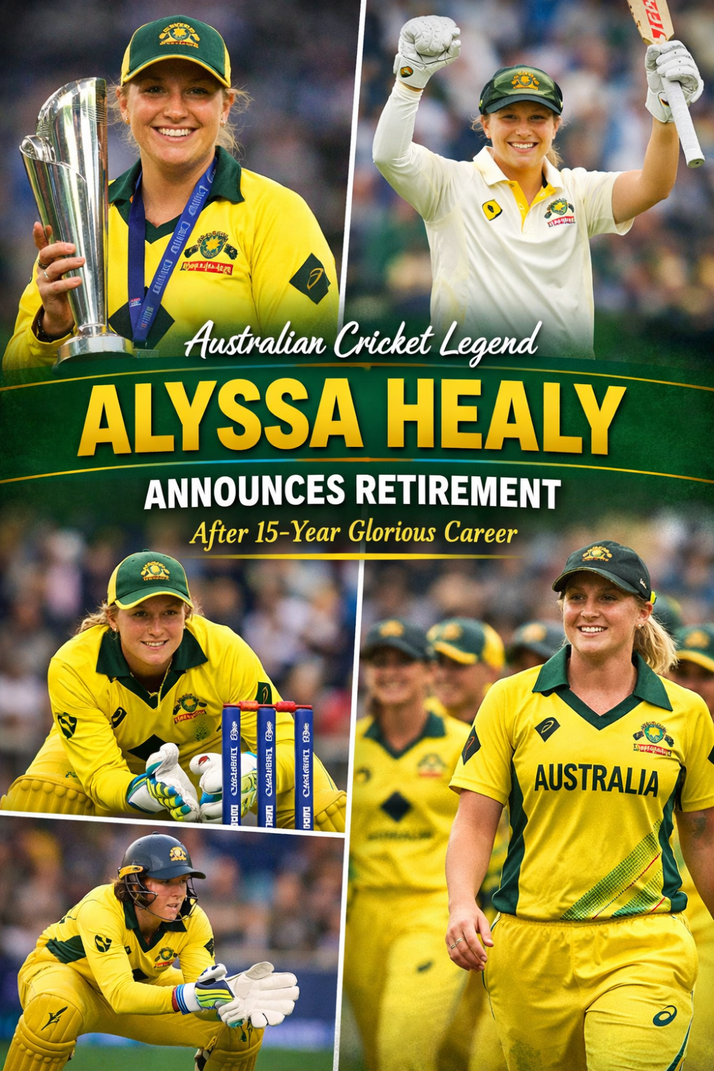 ऑस्ट्रेलियाई क्रिकेट की दिग्गज एलिसा हीली ने 15 साल के शानदार करियर के बाद संन्यास की घोषणा की