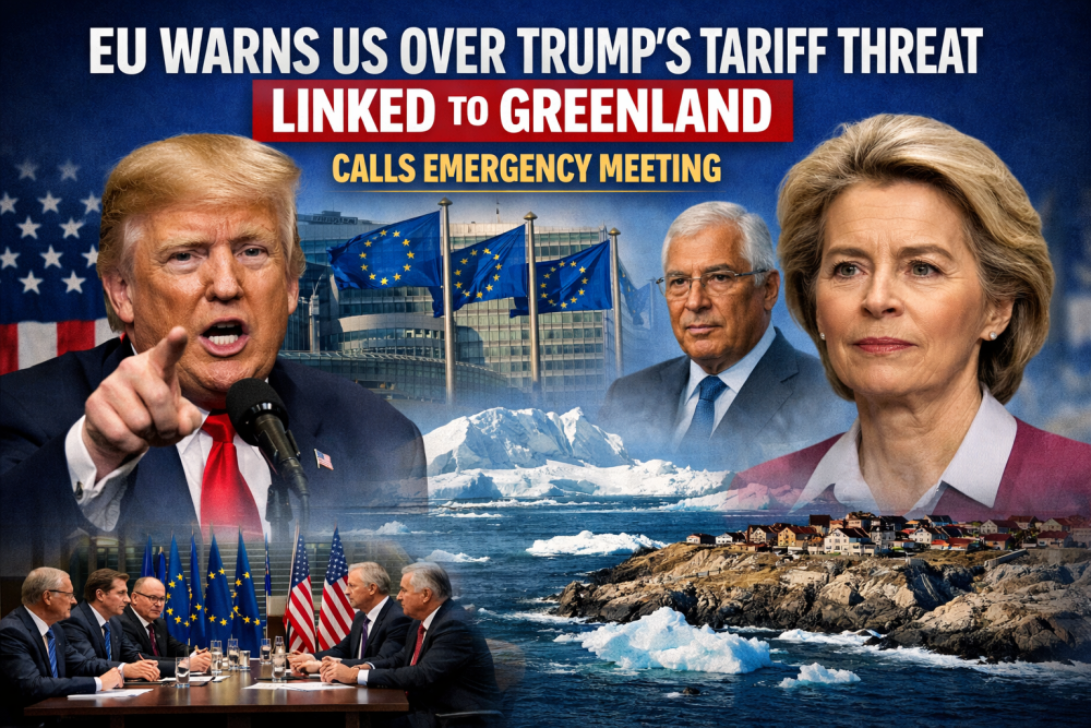ग्रीनलैंड को लेकर ट्रंप की टैरिफ धमकी पर यूरोपीय संघ सख्त, इमरजेंसी बैठक बुलाई