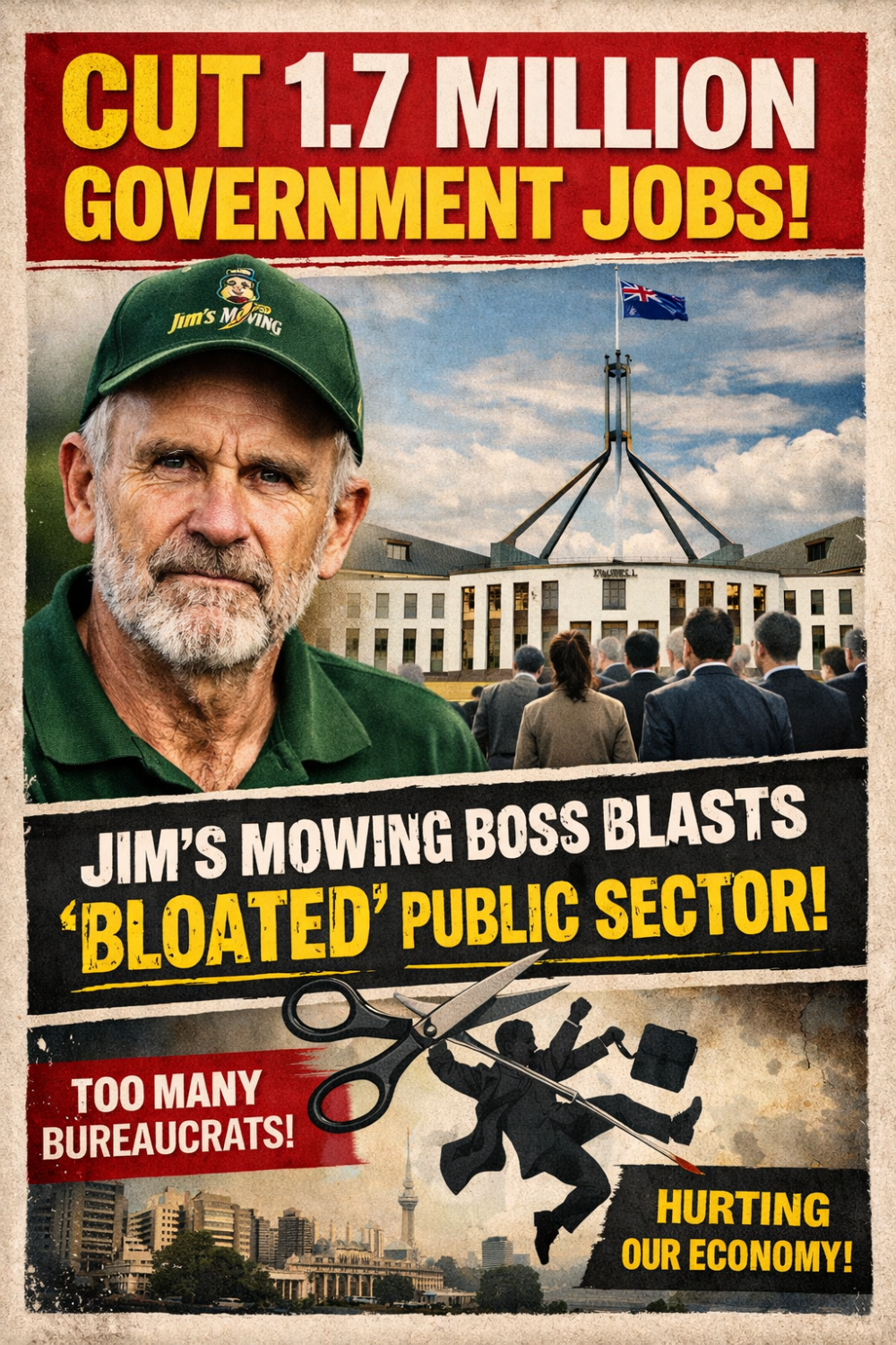 ऑस्ट्रेलिया में सरकारी तंत्र पर तीखा हमला, जिम्स मowing के संस्थापक ने दो-तिहाई नौकरियाँ खत्म करने की वकालत की