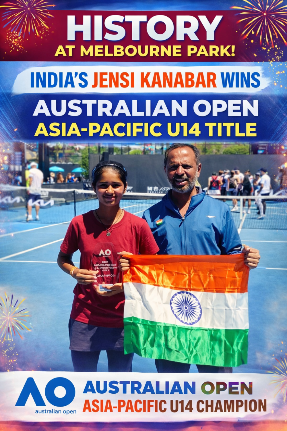 मेलबर्न पार्क में भारत की ऐतिहासिक जीत, जेन्सी कनाबर ने रचा नया अध्याय