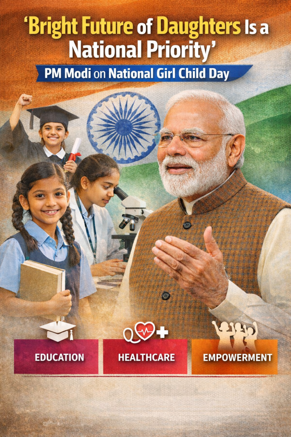 ‘बेटियों का उज्ज्वल भविष्य देश की प्राथमिकता’, राष्ट्रीय बालिका दिवस पर पीएम मोदी का संदेश