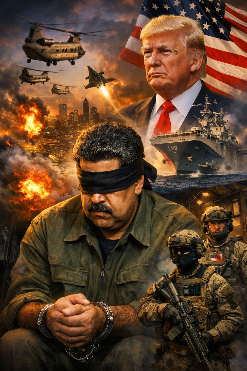 अमेरिकी हमले के बाद वेनेजुएला के राष्ट्रपति मादुरो हिरासत में