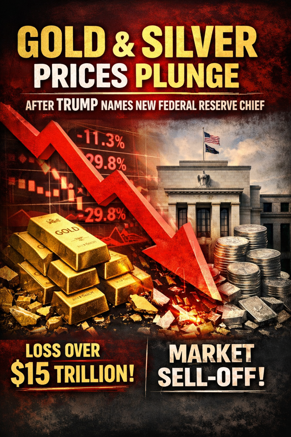 ट्रंप के फ़ेड प्रमुख नामांकन के बाद सोना-चांदी में भारी गिरावट, वैश्विक बाज़ारों में हलचल