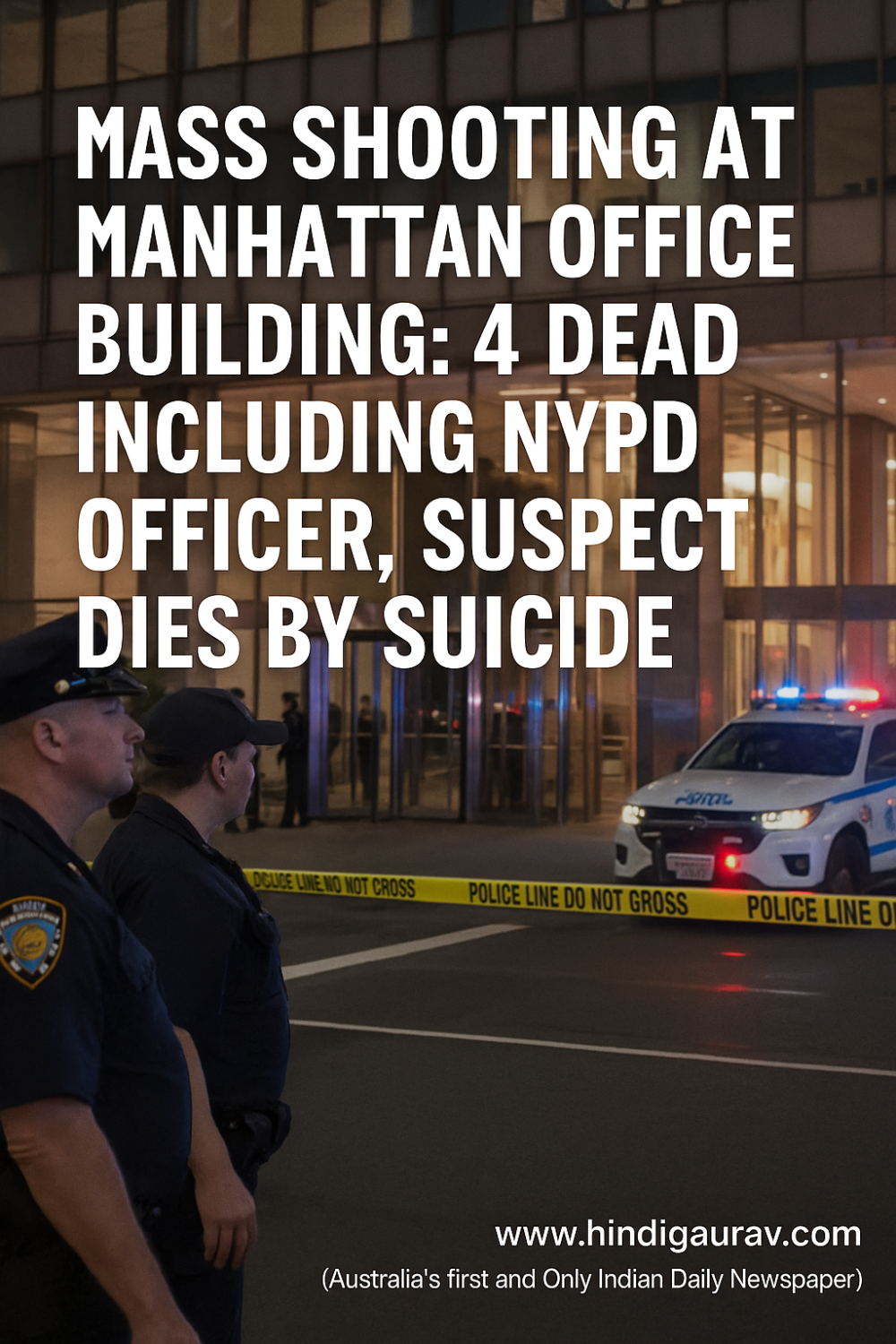 मैनहट्टन की ऑफिस बिल्डिंग में गोलीबारी: 4 लोगों की मौत, संदिग्ध हमलावर ने खुद को मारा, NYPD अधिकारी भी शहीद