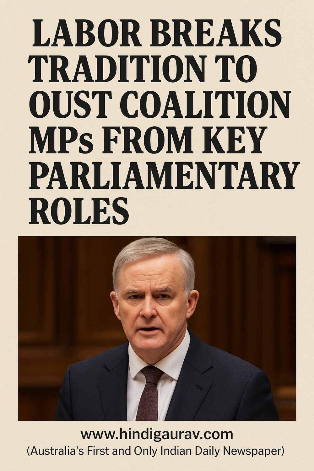 राजनीतिक नेतृत्व में बदलाव: परंपरा तोड़ते हुए लेबर ने कोएलिशन सांसदों को प्रमुख संसदीय पदों से हटाया