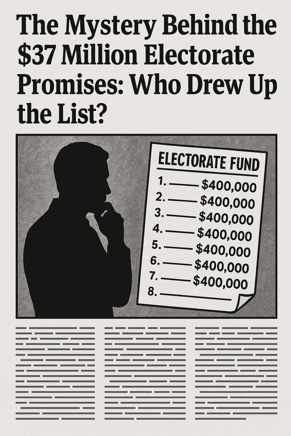 निर्वाचन क्षेत्रों में 37 मिलियन डॉलर की योजनाओं की रहस्यमयी सूची किसने बनाई?