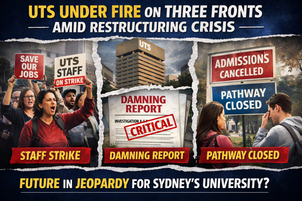 सिडनी की यूनिवर्सिटी ऑफ टेक्नोलॉजी (UTS) तीन मोर्चों पर घिरी, संकट गहराया