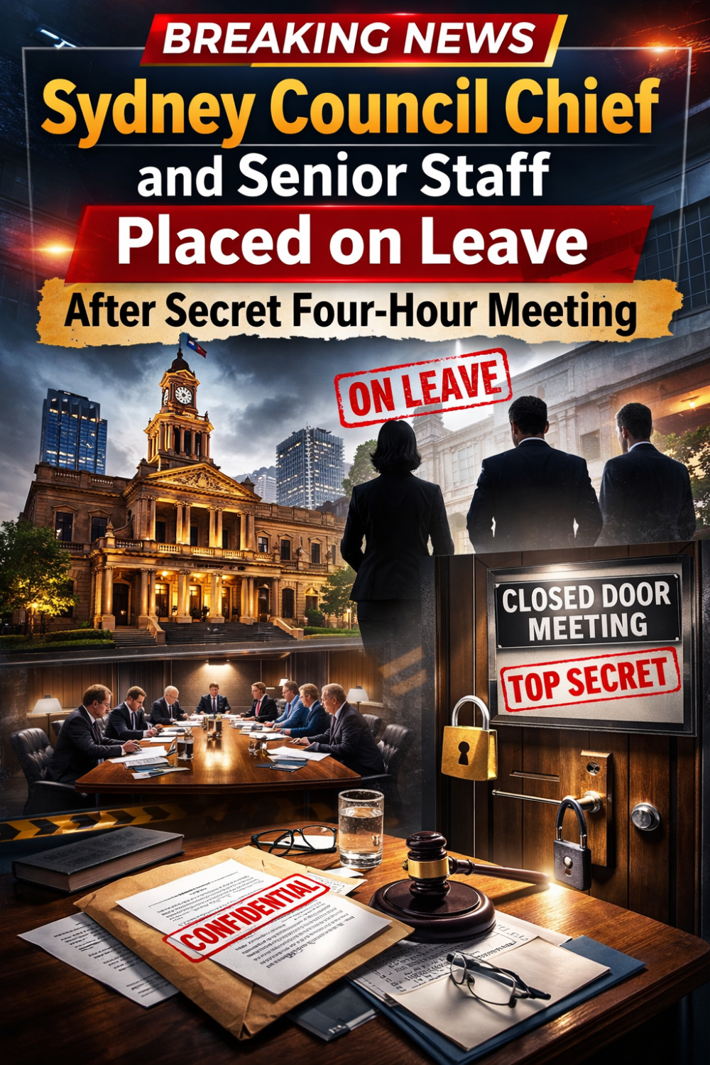 सिडनी काउंसिल प्रमुख और वरिष्ठ अधिकारियों को गुप्त चार घंटे की बैठक के बाद अवकाश पर भेजा गया