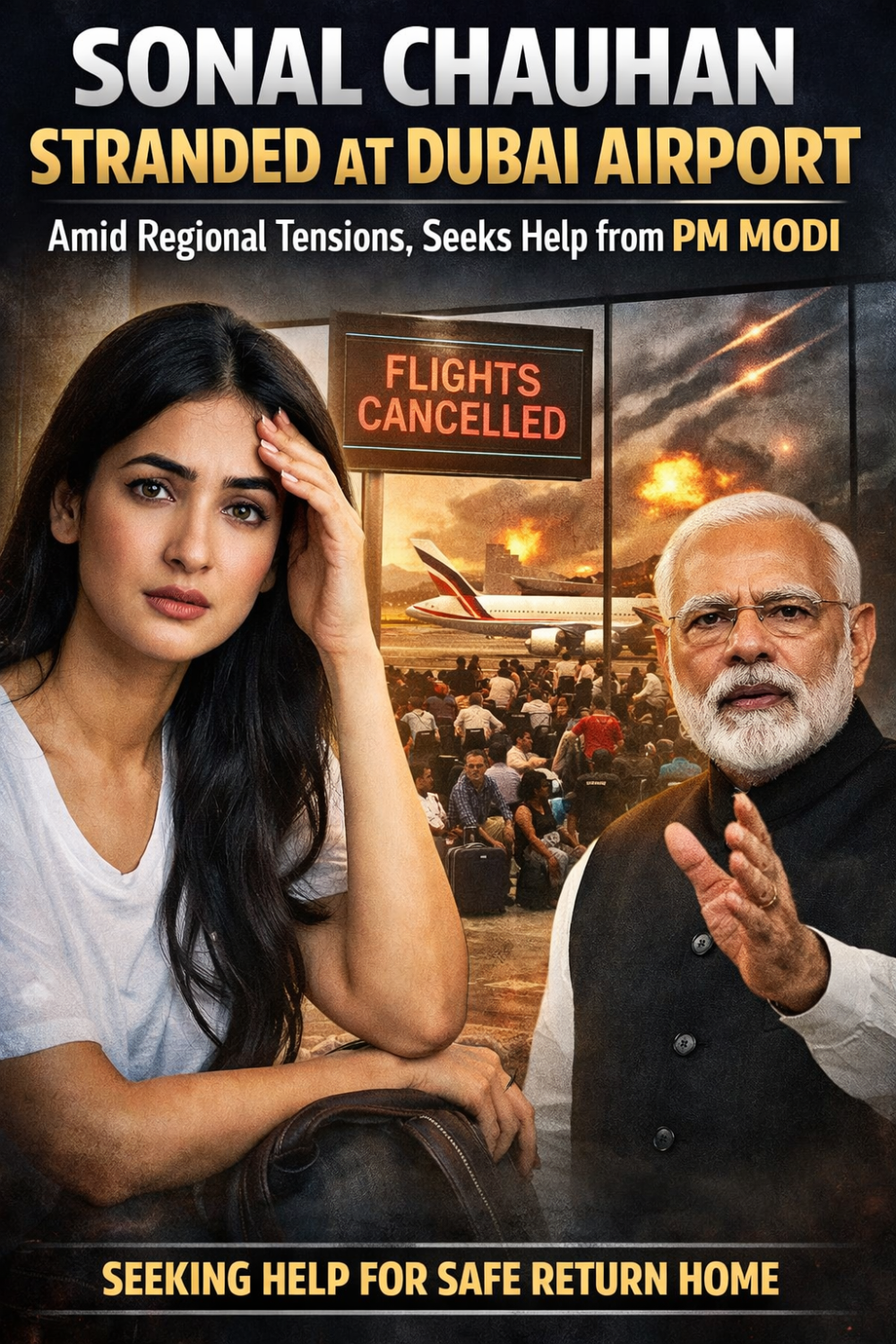 दुबई एयरपोर्ट पर फंसीं अभिनेत्री सोनल चौहान, पीएम मोदी से की मदद की अपील