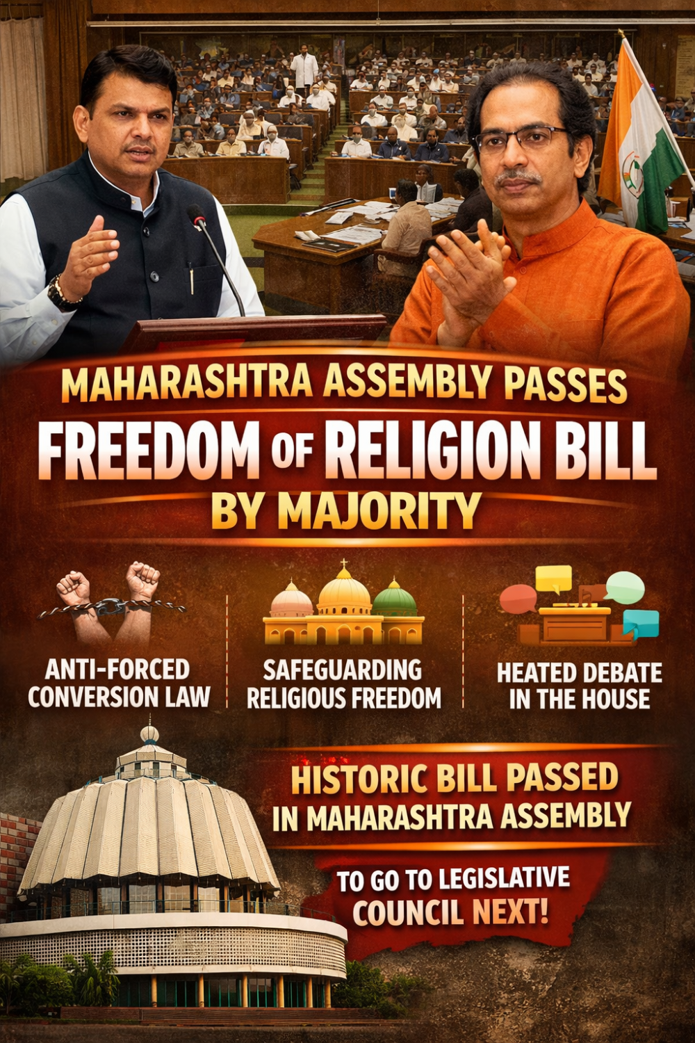 महाराष्ट्र विधानसभा में धर्म स्वतंत्रता विधेयक पारित, जबरन धर्मांतरण पर लगेगा अंकुश